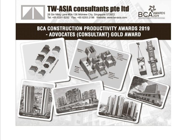 TW-ASIA PTE LTD is awarded Construction Productivity Award 2019 by BCA